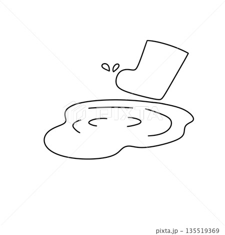 A white background with a black and white drawing of a cup and a shoe 135519369