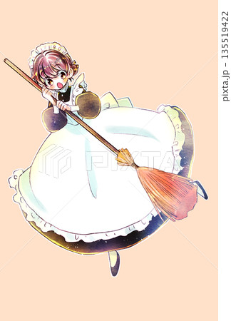 ほうきを持っているメイドさん ほうきを持っているメイドさん 135519422