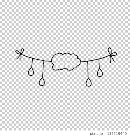 A white background with a cloud and a bunch of balloons hanging from a string A white background with a cloud and a bunch of balloons hanging from a string 135519440
