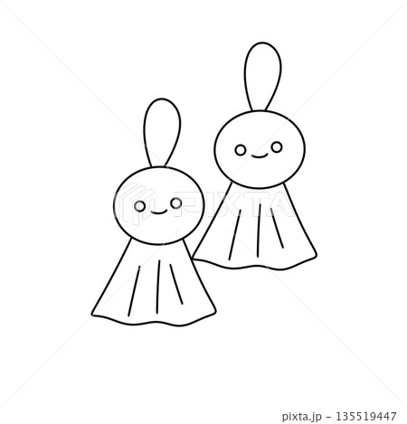 Two cute little cartoon characters with long tails and white hair Two cute little cartoon characters with long tails and white hair 135519447