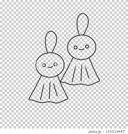 Two cute little cartoon characters with long tails and white hair Two cute little cartoon characters with long tails and white hair 135519447