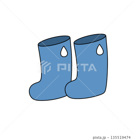 Two blue rain boots with holes in the bottom 135519474