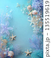 An ethereal and elegant design featuring shimmering, translucent marine flora and fauna with glitter accents, providing a beautiful, magical background or border with ample copy space 135519619