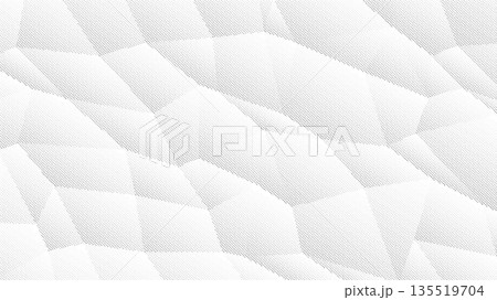 White Abstract Crumpled Paper Texture Background or Polygonal Structure Halftone Stippling Effect 135519704
