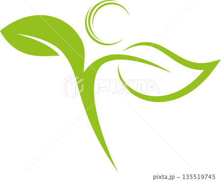 Human as plant, chiropractor, naturopath, gardener, logo, icon Human as plant, chiropractor, naturopath, gardener, logo, icon 135519745