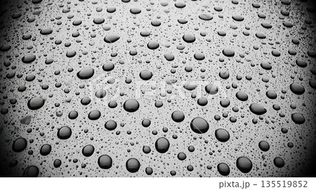 Texture of Water Droplets on a Surface Showing Patterns of Water in Black and White 135519852
