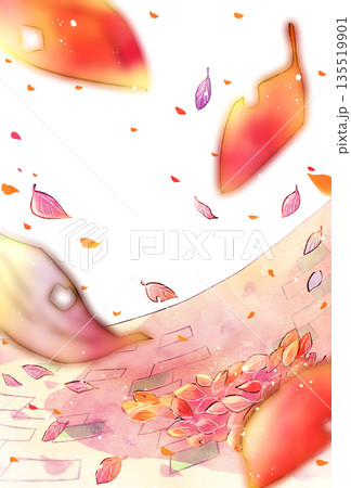 枯葉が舞い散る背景　ぼかし　地面　縦長 135519901