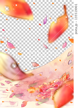 枯葉が舞い散る背景　ぼかし　地面　縦長 135519901