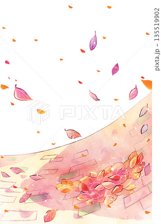 枯葉が舞い散る背景　地面　縦長 135519902