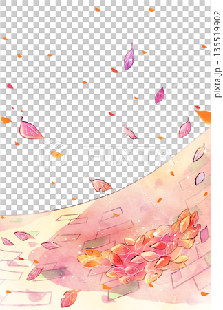 枯葉が舞い散る背景　地面　縦長 135519902