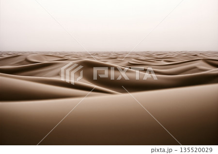 A Wide View of Desert Dunes Shows Smooth, Flowing Shapes Under a Clear Sky A Wide View of Desert Dunes Shows Smooth, Flowing Shapes Under a Clear Sky 135520029