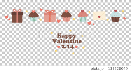 情人節背景插圖：禮物和紙杯蛋糕 135520049