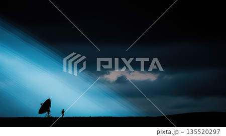 Curious Stargazer Looks at the Sky With a Dish Antenna Searching for Signs of Alien Life 135520297