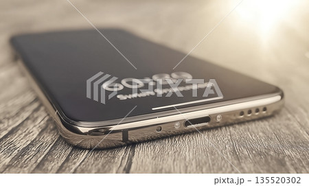 Smartphone Turned off With Timer Display in Focus While Resting on Wooden Surface Smartphone Turned off With Timer Display in Focus While Resting on Wooden Surface 135520302