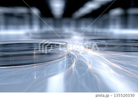 Futuristic Biotech Laboratory With Transparent Equipment and Glowing Surfaces 135520330