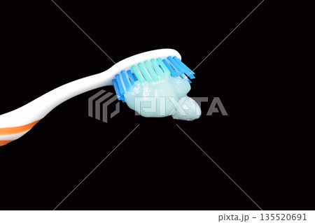 Toothbrush with toothpaste. 135520691