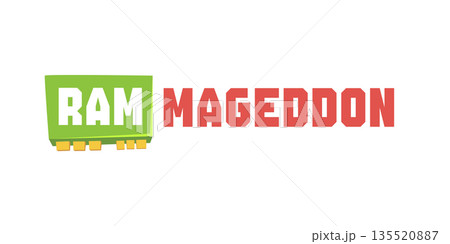 Memory shortage and chip crisis. RAMmageddon or RAM-mageddon logo. RAMmageddon term was used by analysts and gamers to describe periods of extreme shortages and skyrocketing prices for RAM and VRAM. 135520887