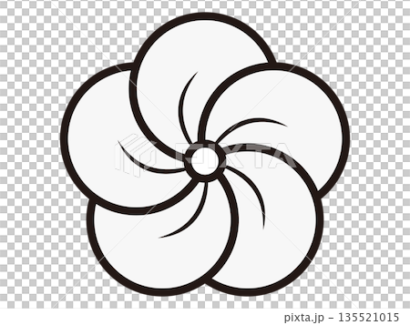綺麗なねじり梅の花のアイコンイラスト素材3 135521015