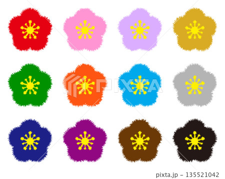 お正月の梅の花のアイコンイラスト素材セット お正月の梅の花のアイコンイラスト素材セット 135521042