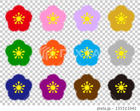 New Year's plum blossom icon illustration material set New Year's plum blossom icon illustration material set 135521042