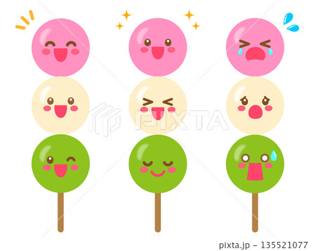 かわいい三色団子のイラスト素材 135521077