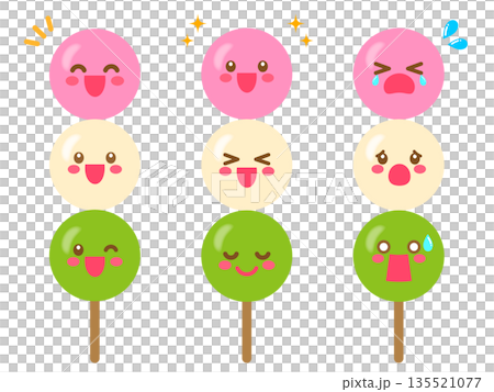 かわいい三色団子のイラスト素材 135521077