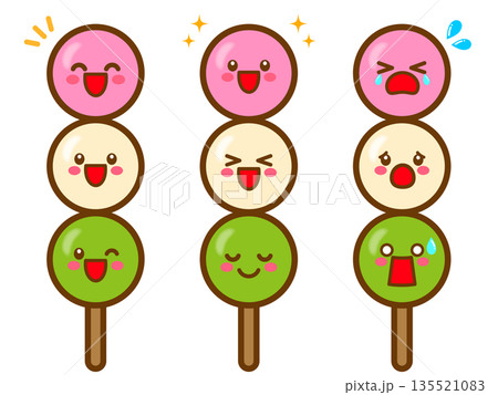 かわいい三色団子のイラスト素材2 かわいい三色団子のイラスト素材2 135521083