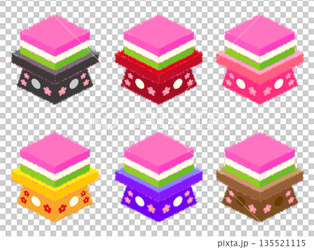 かわいい菱餅のイラスト素材セット かわいい菱餅のイラスト素材セット 135521115