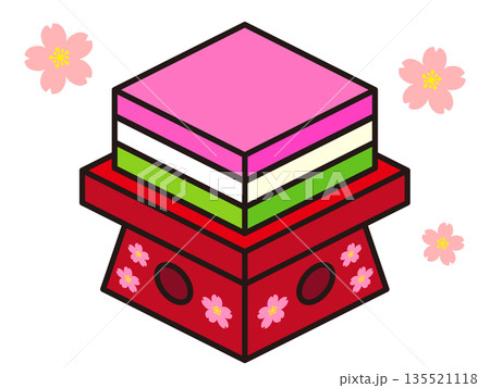 かわいい菱餅のイラスト素材2 かわいい菱餅のイラスト素材2 135521118