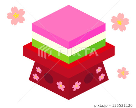 かわいい菱餅のイラスト素材4 かわいい菱餅のイラスト素材4 135521120