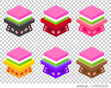 Cute diamond-shaped rice cake illustration material set 2 Cute diamond-shaped rice cake illustration material set 2 135521122