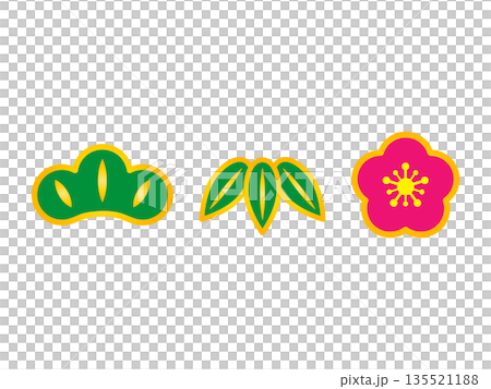 綺麗な松竹梅のアイコンイラスト素材 綺麗な松竹梅のアイコンイラスト素材 135521188