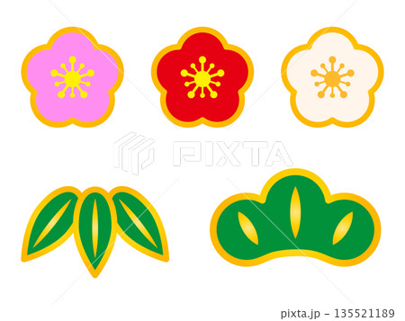 綺麗な松竹梅のアイコンイラスト素材2 135521189