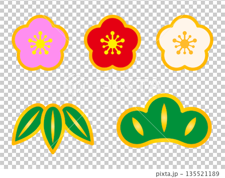 綺麗な松竹梅のアイコンイラスト素材2 135521189