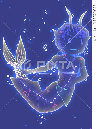 黄道12星座　ミニキャラ　星座図　山羊座 135521638