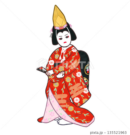 歌舞伎の演目で道成寺を舞う女形 135521963