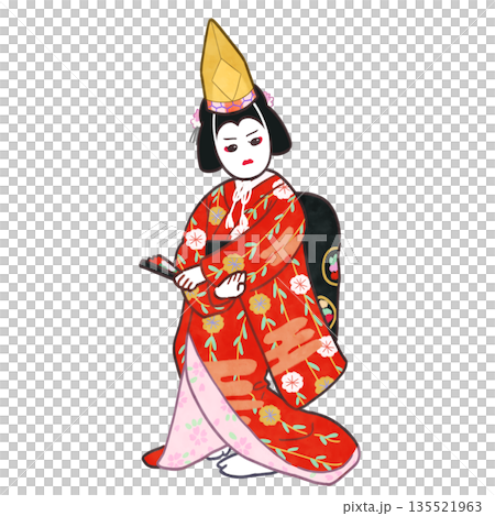 歌舞伎の演目で道成寺を舞う女形 135521963