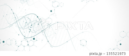 Futuristic  medical and science background, DNA strands, connected neural web 135521973