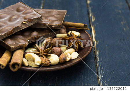 Sweets on a plate. Plate on the left. Copyspase. 135522012