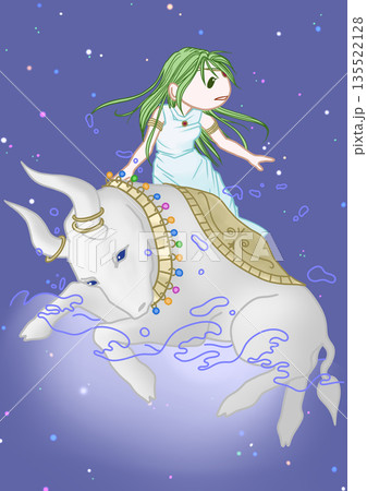 黄道12星座 ミニキャラ 夜空 牡牛座 黄道12星座 ミニキャラ 夜空 牡牛座 135522128