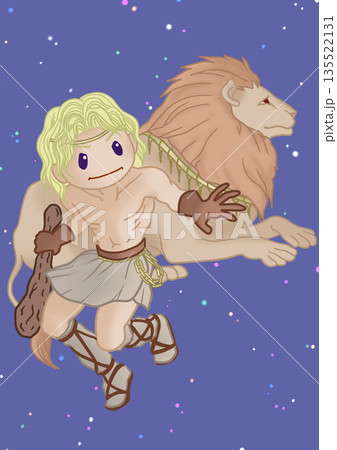 黄道12星座　ミニキャラ　夜空　獅子座 135522131