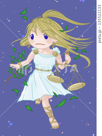 黄道12星座 ミニキャラ 夜空 天秤座 黄道12星座 ミニキャラ 夜空 天秤座 135522133