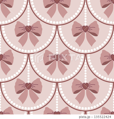 Symmetrical seamless pattern with layered hearts.  135522424