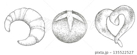 美味しいパンの手描きイラスト 135522527