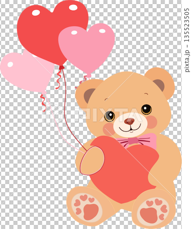 valentines day teddybear with heart balloons romantic gift cartoon vector design 135523505