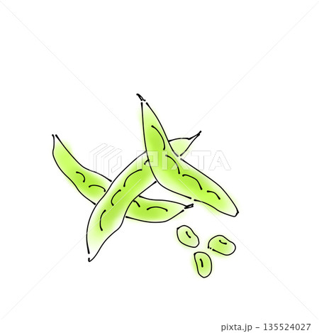 シンプルな食材イラスト｜野菜・枝豆 135524027