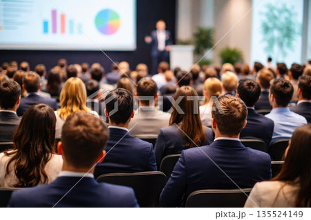 Business Conference Audience Listening to Professional Presentation 135524149