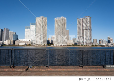 築地から晴海方面の高層マンション群を見た風景　東京ベイエリア 135524371