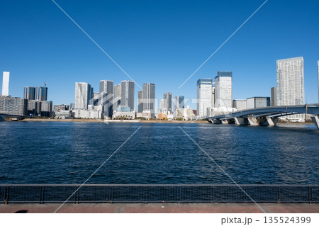 豊洲の晴海大橋と高層マンション群 東京ベイエリア 豊洲の晴海大橋と高層マンション群 東京ベイエリア 135524399