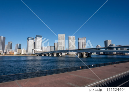 豊洲の晴海大橋と高層マンション群　東京ベイエリア 135524404